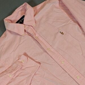 Ralph Lauren Mens Classic‎ Fit Pink Oxford Button Down Size L Flesh Pony Preppy
